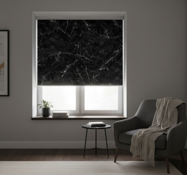Bedroom roller blind in kitchen black marble - TenStickers