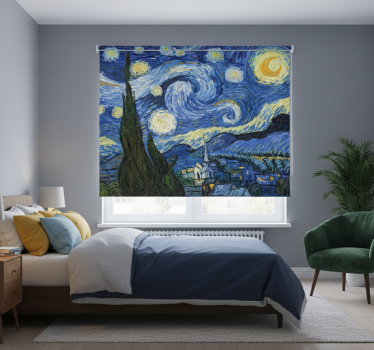 Bedroom roller blind van gogh starry night - TenStickers