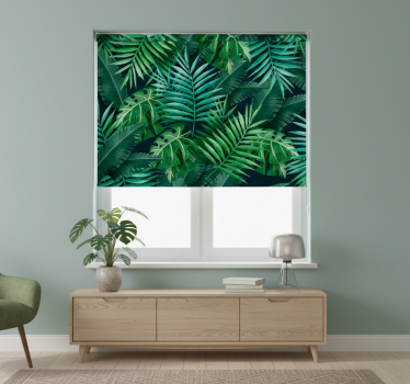 Bedroom roller blind with circular exotic green leaves - TenStickers