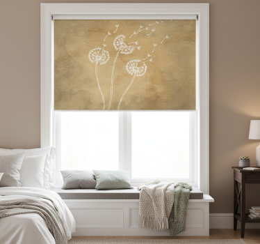 Beige roller blind dandelions with and without petals - TenStickers