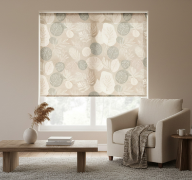 Beige roller blind in neutral botanical abstract - TenStickers