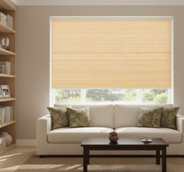 Beige roller blind with bamboo effect design - TenStickers