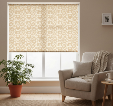 Beige roller blind with beige poppies design - TenStickers