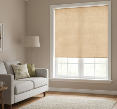 Beige roller blind with natural burlap texture - TenStickers