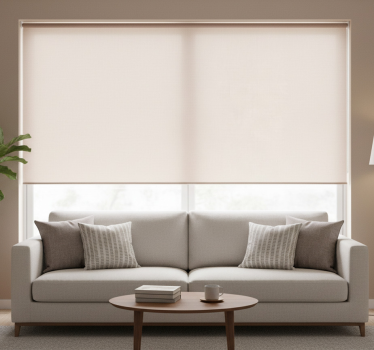 Beige roller blind with subtle linen weave - TenStickers
