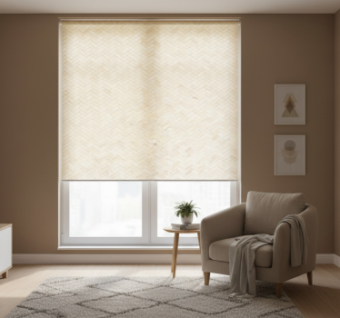 Beige roller blind with subtle textured design - TenStickers