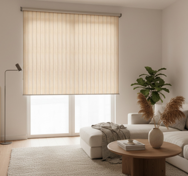 Beige roller blind with textured stripes - TenStickers
