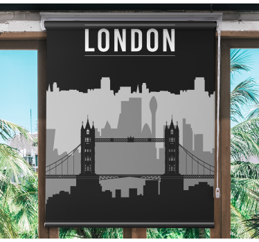 Black and gray London skyline Blind art - TenStickers