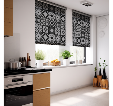 Tile Design Black Kitchen blind - TenStickers