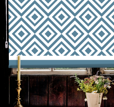 Blue and white squares pattern Nordic roller blind - TenStickers