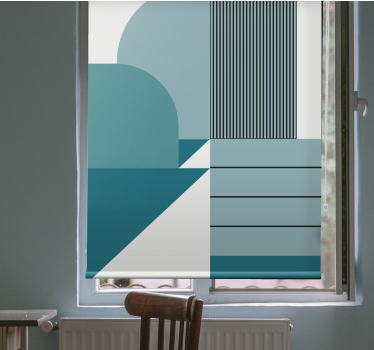 Blue geometric urban design Bathroom window blind - TenStickers