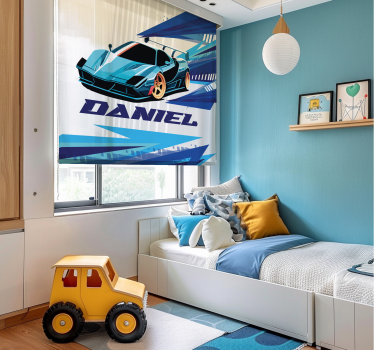 Blue race car custom window blind - TenStickers