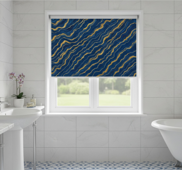 Blue roller blind in blue and gold marble - TenStickers