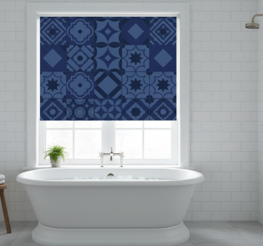 Blue roller blind in navy blue tiles - TenStickers