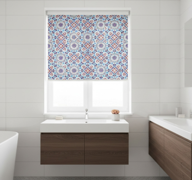 Blue roller blind with ceramic pattern - TenStickers