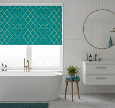 Blue roller blind with gold and turquoise design - TenStickers