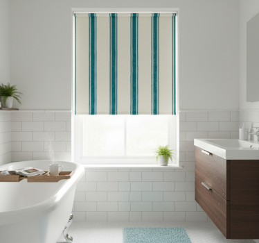 Blue roller blind with light blue vertical lines - TenStickers