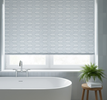 Blue roller blind with white lines optical illusion - TenStickers