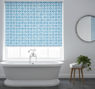 Blue tile motif blue roller blind - TenStickers