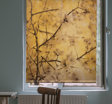 Cherry blossom in yellow Flower roller blind - TenStickers
