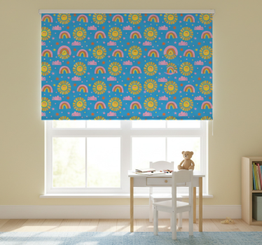 Children room roller blind blue rainbows - TenStickers