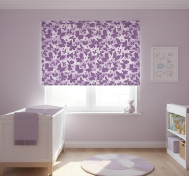 Children room roller blind cloudy sky purple butterfly - TenStickers