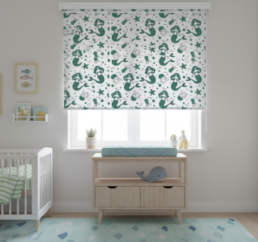 Children room roller blind green mermaids - TenStickers