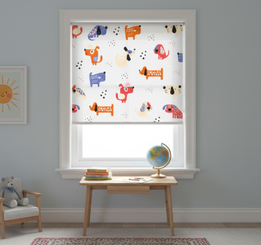 Children room roller blind illustrated dogs - TenStickers