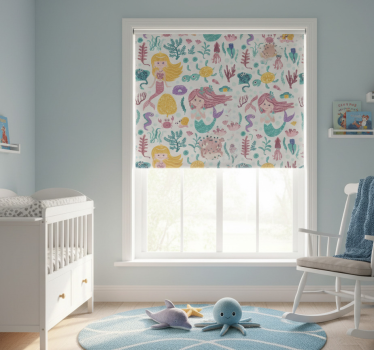 Children room roller blind mermaids and crabs - TenStickers