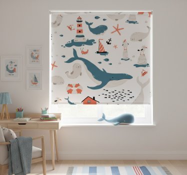 Children room roller blind ocean whales design - TenStickers