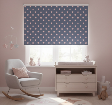 Children room roller blind pink and grey stars - TenStickers