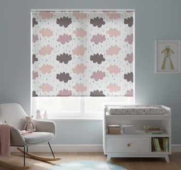 Children room roller blind pink rainy clouds - TenStickers