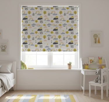 Children room roller blind playful nature design - TenStickers