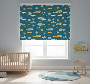 Children room roller blind trendy whale design - TenStickers