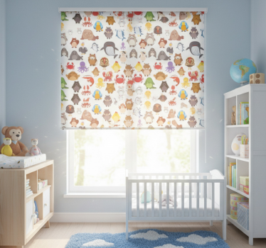 Children room roller blind wild animals in colors - TenStickers