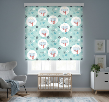 Children room roller blind winter elephant king - TenStickers
