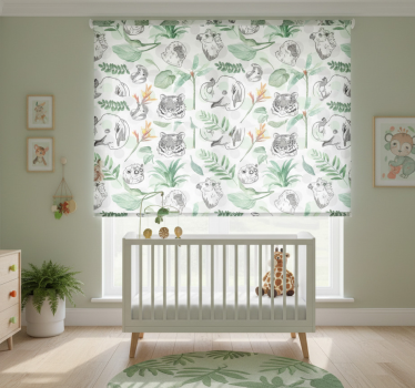 Children room roller blind with tropical animals and plants - TenStickers