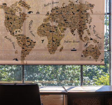 Cities World map blind - TenStickers