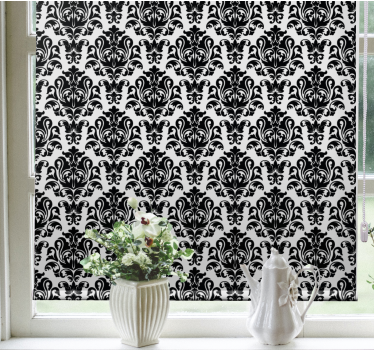 Black and white floral pattern classic roller blind - TenStickers