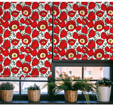Classic red poppies Flower roller blind - TenStickers