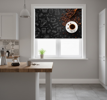Coffee beans and doodles kitchen roller blind - TenStickers