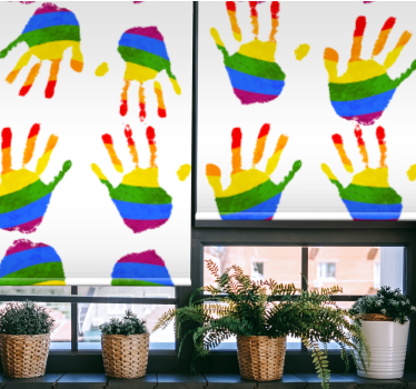 Colorful handprints pattern original roller blind - TenStickers