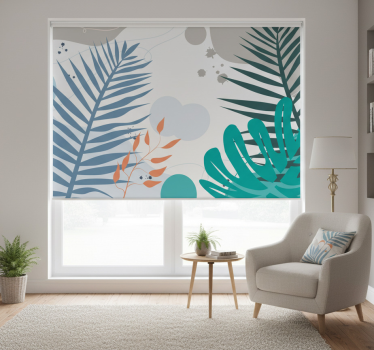 Colorful tropical leaves living room roller blind - TenStickers