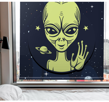 Cute alien waving original blind - TenStickers