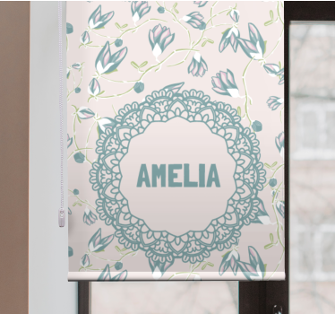 Name with delicate floral motif teenage bedroom roller blind - TenStickers
