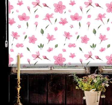 Delicate pink pattern flower roller blind - TenStickers