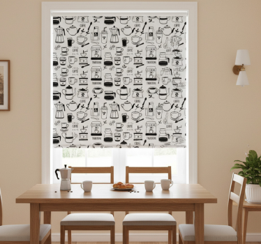 Dining room roller blind coffee break - TenStickers