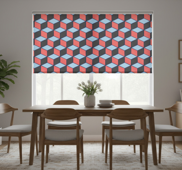 Dining room roller blind geometric squares 3d - TenStickers