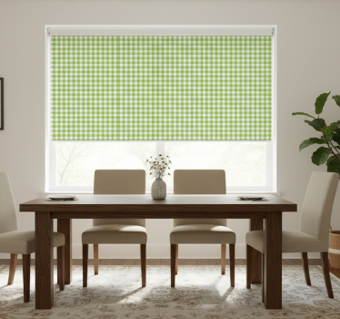 Dining room roller blind gingham check design - TenStickers