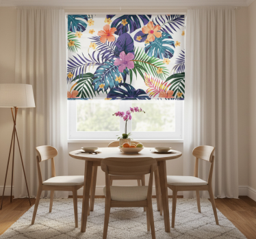Dining room roller blind hawaiian floral design - TenStickers